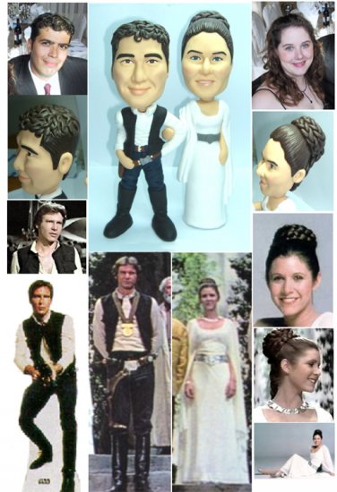 Princess Leia and Hans solo Cake Topper, Custom Star Wars Theme Wedding Cake Topper - Click Image to Close