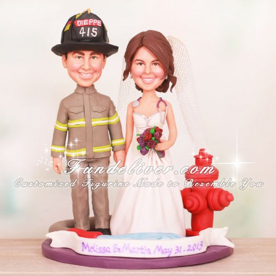 Firefighter and Nurse Wedding Cake Toppers - Click Image to Close