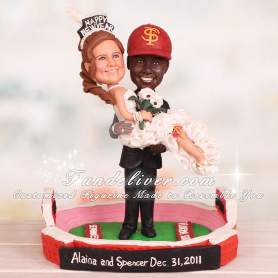 Standing Inside Doak Campbell Stadium FSU Wedding Cake Toppers - Click Image to Close