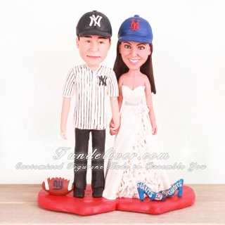 New York Giants Yankee and Mets Sports Wedding Cake Toppers