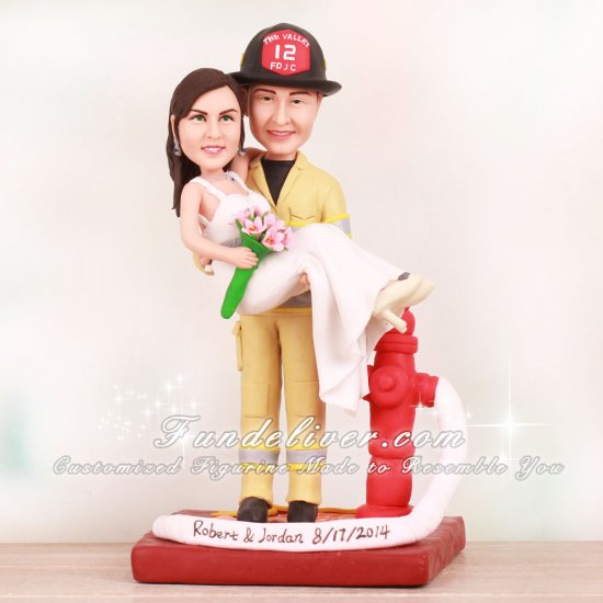 Jersey City Firefighter Wedding Cake Toppers - Click Image to Close