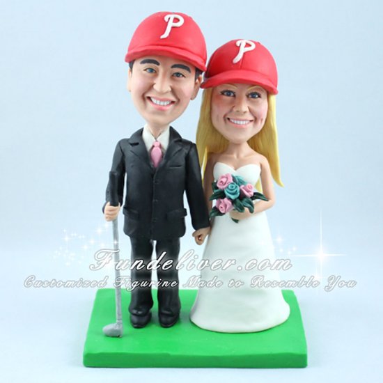 Golfer Cake Topper, Golf Bride and Groom Topper - Click Image to Close