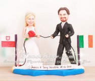 Multinational Bride and Groom Cake Toppers
