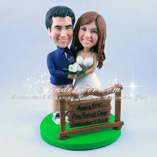 Camping Wedding Cake Topper, Camp Theme Cake Topper - Click Image to Close