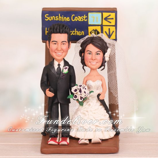 Skier Wedding Cake Topper with Trail Marker - Click Image to Close
