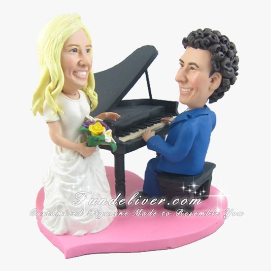 Piano Theme Wedding Cake Topper, Piano Player Wedding Cake Toppers - Click Image to Close