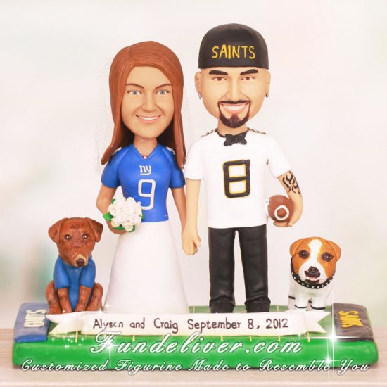 New York Giants and New Orleans Saints Wedding Cake Toppers - Click Image to Close