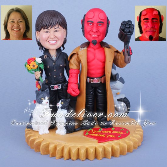 Hellboy and Liz Movie Theme Wedding Cake Toppers - Click Image to Close