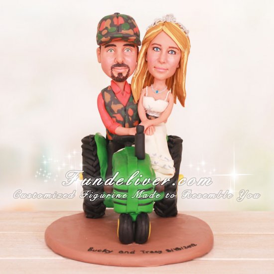 Farm Wedding Cake Topper with John Deere Tractor - Click Image to Close