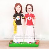 Lesbian Themed Steelers and Chiefs Football Wedding Cake Toppers