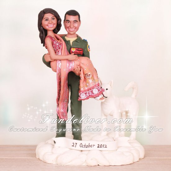 Indian Bride and Air Force Groom Cake Toppers - Click Image to Close