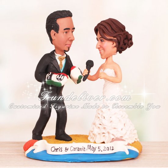 Boxer and Singer Wedding Cake Toppers - Click Image to Close