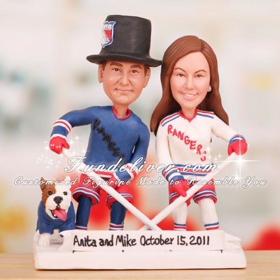 New York Rangers Bride and Groom Cake Toppers - Click Image to Close