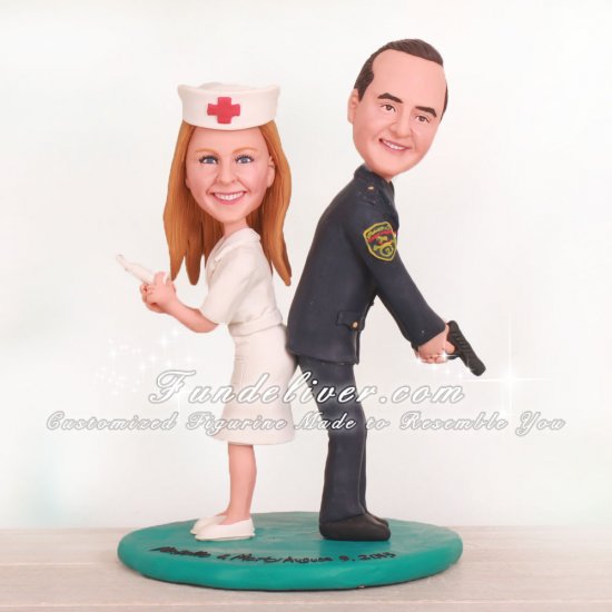 Funny Police and Nurse Wedding Cake Toppers - Click Image to Close