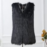 Buttons & Pleats Women's Solid Color Shaggy Faux Fur Coat Jacket