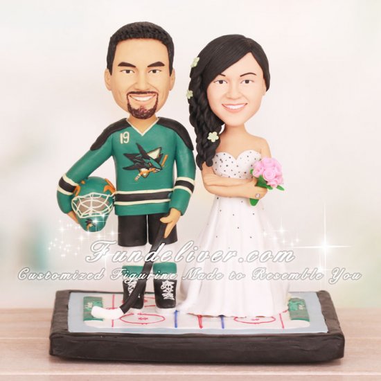 San Jose Sharks Hockey Wedding Cake Toppers - Click Image to Close