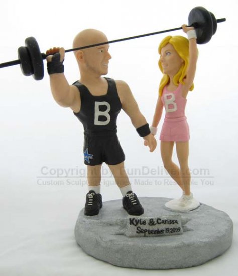 Work Out Theme Cake Toppers, Weight Lifting Wedding Cake Tops - Click Image to Close