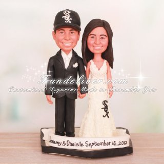 Couple Standing on Homeplate Baseball Cake Toppers