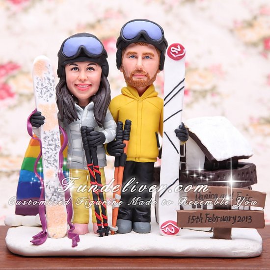 Skiing Sailing and Rhythmic Gymnastics Wedding Cake Toppers - Click Image to Close