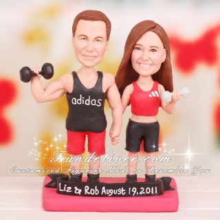 Weightlifter Weight Lifting Wedding Cake Toppers