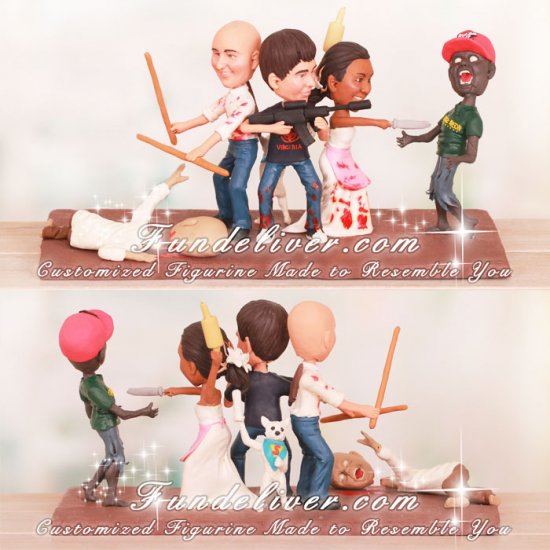 Zombie Fighting Wedding Cake Toppers - Click Image to Close