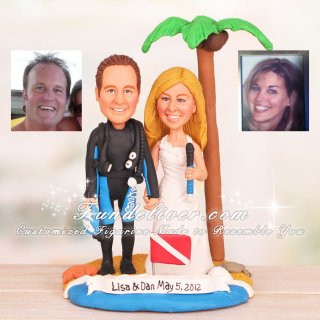 Snorkeler and Diver Wedding Cake Toppers