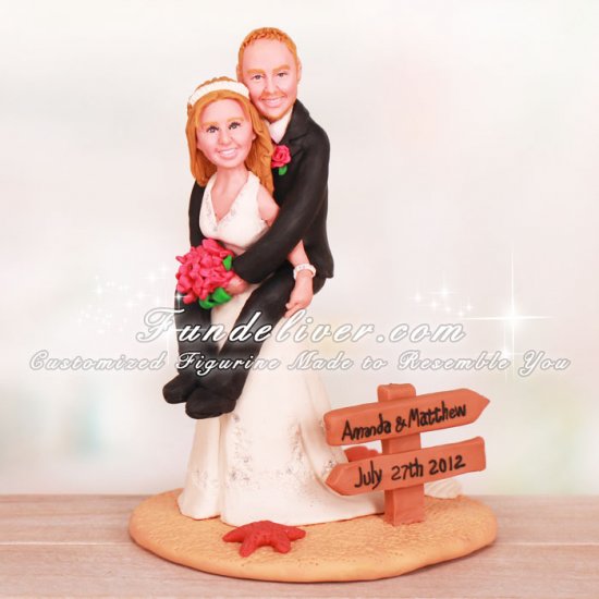 Bride Giving Groom Piggyback Ride Wedding Cake Toppers - Click Image to Close