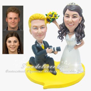 "Show me your Big Smile!" Funny Photographer Wedding Cake Topper