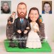 Couple Sitting on Park Bench with 4 Pets Animal Lovers Cake Toppers