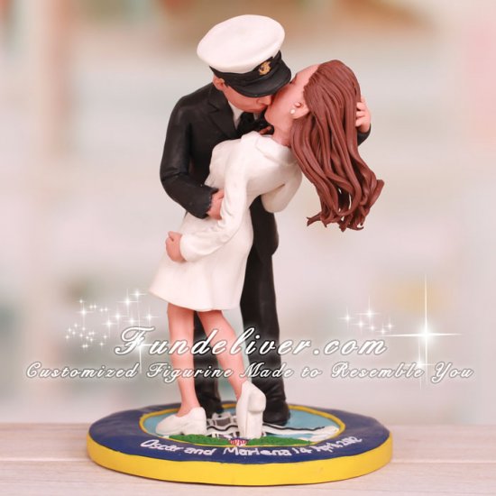 Kissing Navy Chief and Nurse Cake Toppers - Click Image to Close