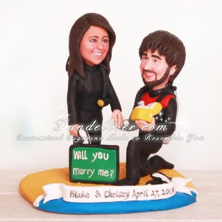 Scuba Diver Wedding Cake Toppers with Wedding Proposal Theme