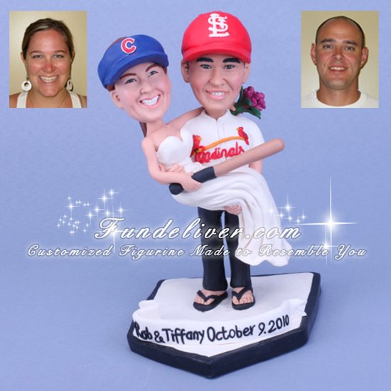 St Louis Cardinals Baseball Theme Wedding Cake Toppers - Click Image to Close