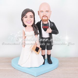 Book Cake Topper with Bride Holding a Novel