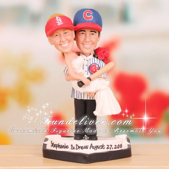 Cardinals and Cubs Wedding Cake Toppers - Click Image to Close