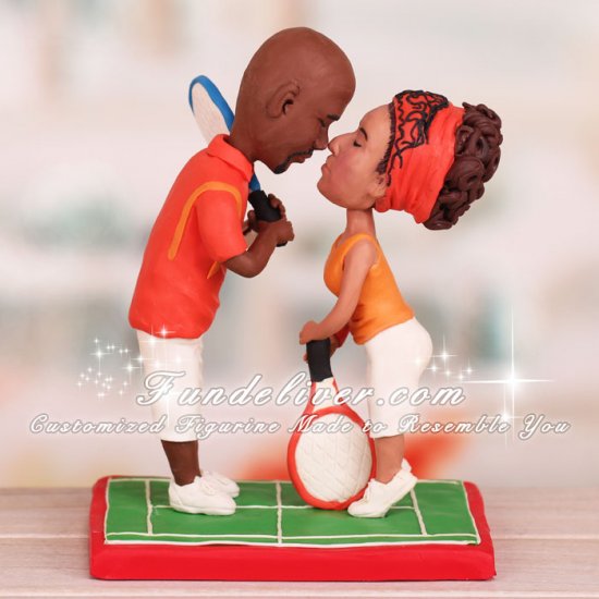 Kissing Tennis Players Wedding Cake Toppers - Click Image to Close