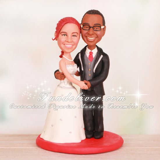 Bride and Groom Touching Face Wedding Cake Toppers - Click Image to Close