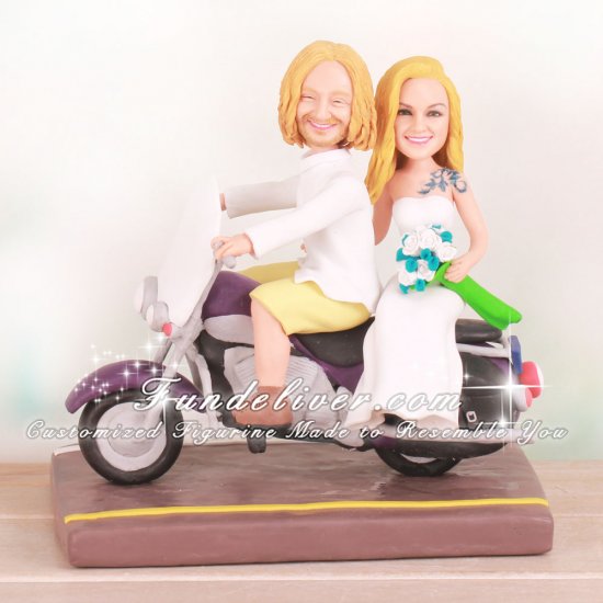 Harley Davison Bride and Groom Cake Toppers with Tattoos - Click Image to Close