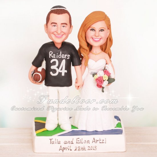 Oakland Raiders Football Wedding Cake Toppers with South African Flag - Click Image to Close