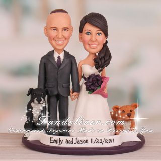 Unusual Wedding Cake Toppers with Pit Bull Dogs