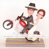 Bride and Groom Pop A Wheelie Motorcycle Cake Toppers