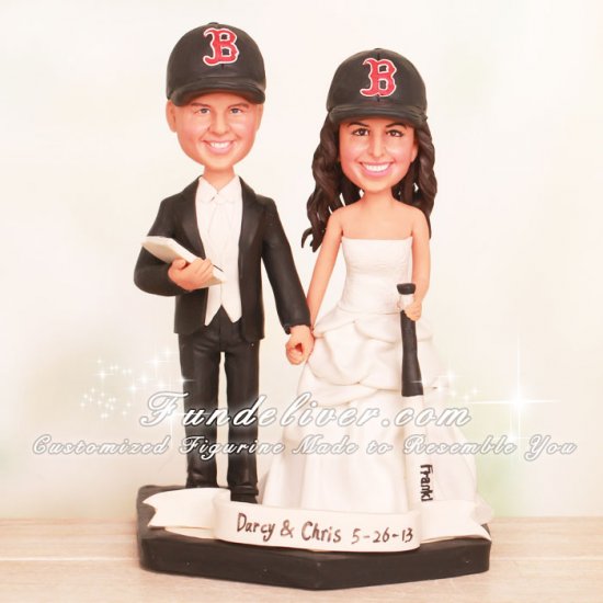 Boston Red Sox Baseball Wedding Cake Toppers - Click Image to Close