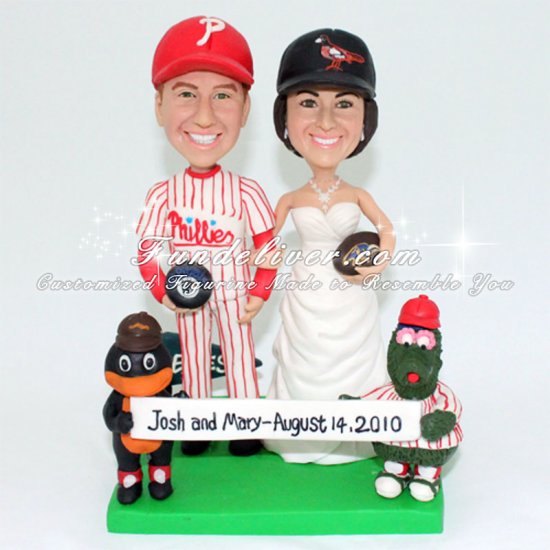Baltimore Orioles and Ravens Cake Topper with Phillie Phanatic and Baltimore Oriole Mascots - Click Image to Close