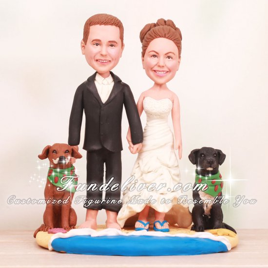 Dog and Beach Theme Wedding Cake Toppers - Click Image to Close