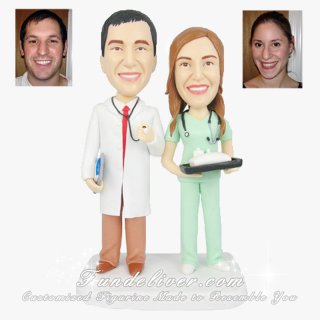 Doctor and Nurse Wedding Cake Toppers, Doctor and Nurse Cake Toppers