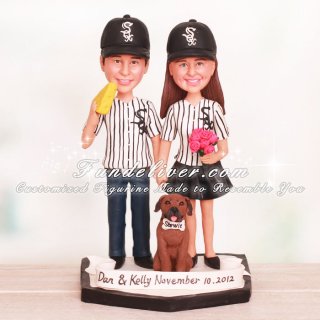 White Sox Baseball Wedding Cake Toppers With Dog