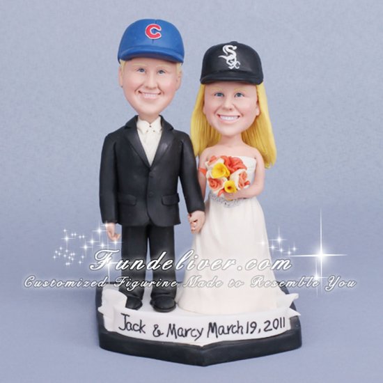 Chicago Cubs and White Sox Baseball Theme Cake Toppers - Click Image to Close