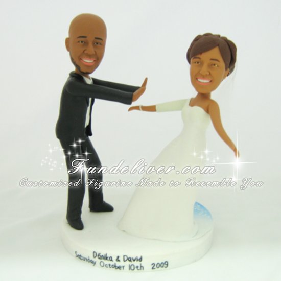 Pushing Bride Off of Cake Wedding Cake Toppers, Push Off Cake Toppers - Click Image to Close