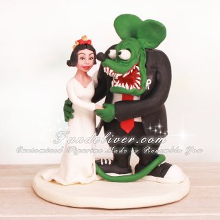 Snow White and Rat Fink Wedding Cake Toppers