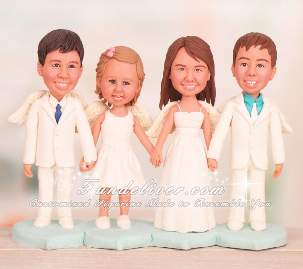 Four Angels Christening Cake Toppers - Click Image to Close