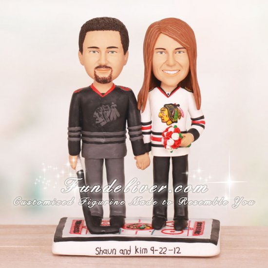 Blackhawks Hockey Wedding Cake Toppers - Click Image to Close